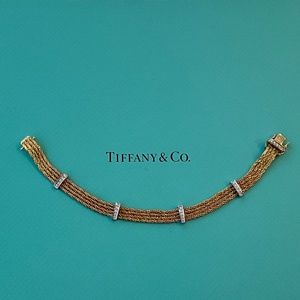 TIFFANY & CO. Vintage 18k Gold & Diamond Rope Bracelet
